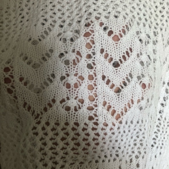 Vintage Boho Crochet White Cotton Knit Top Large - Picture 7 of 8